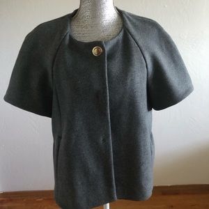 Intrend Grey Wool Button Blazer Top